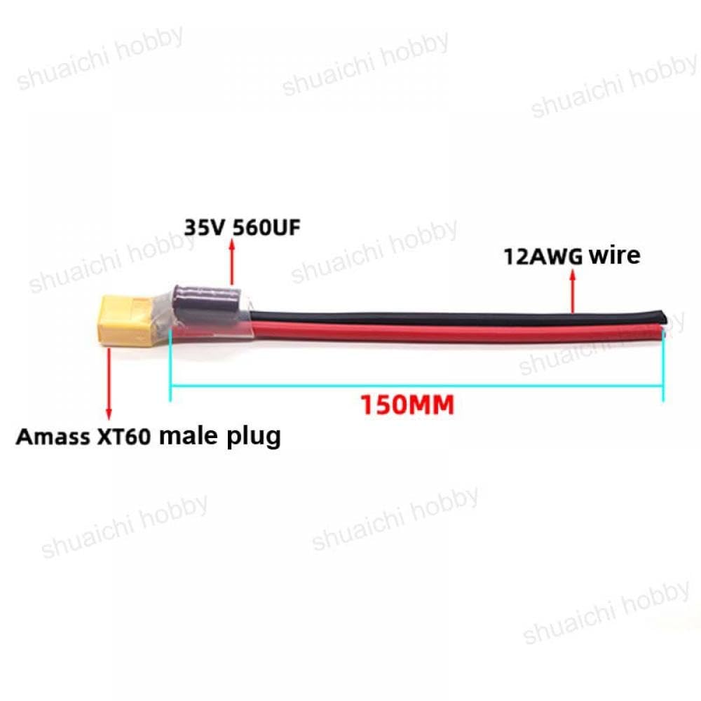 XT60 Male Plug Connector with 35V 560UF Capacitor 12AWG Wire K91392
