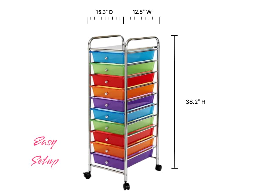 10 Drawer Rolling Storage Cart with Casters C401