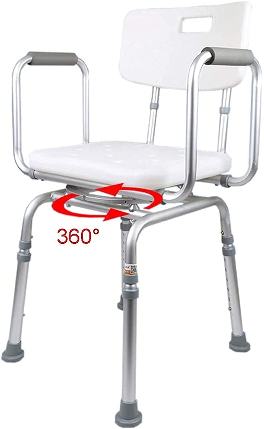 Padded Seat Transfer Bench, Shower Chair with Arms and Back, Adjustable Height Anti Skid Bath Seat I373