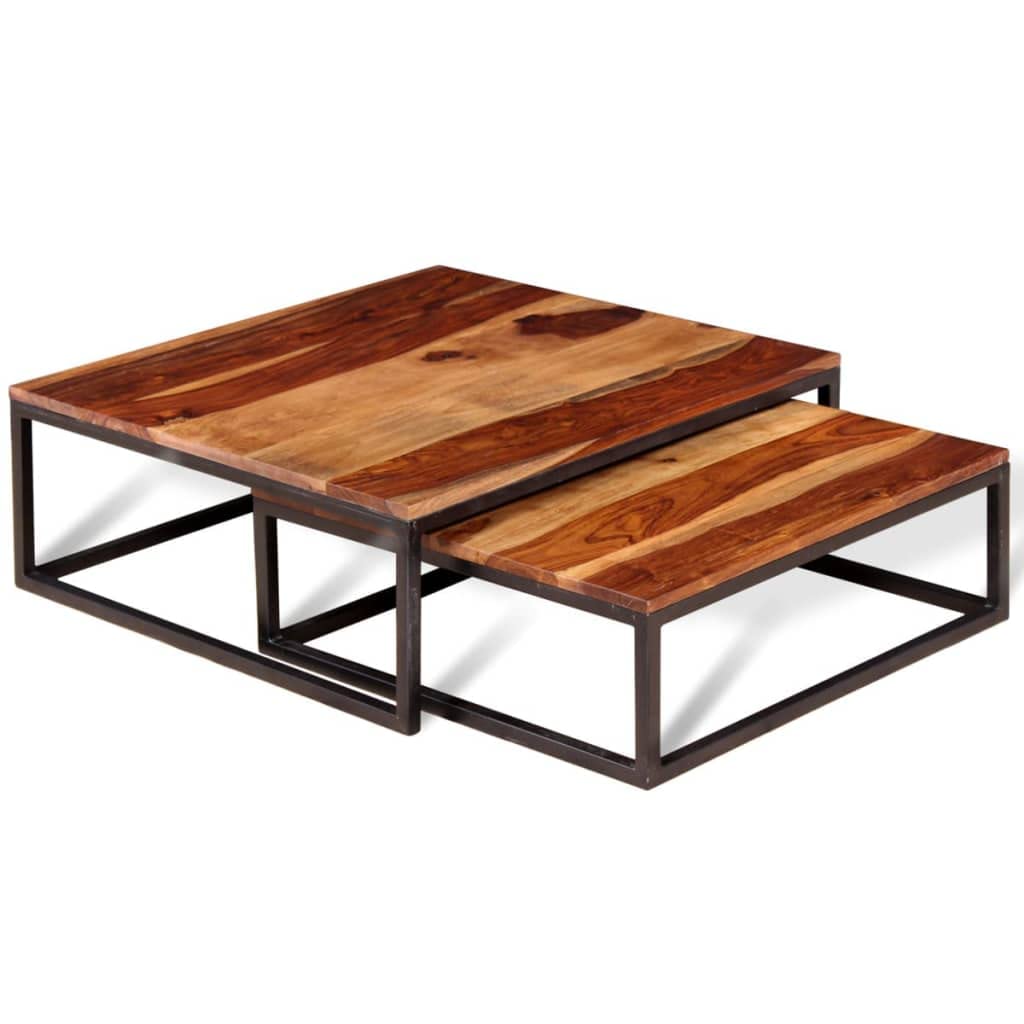 Solid Sheesham Wood Nesting Coffee Table Set J447