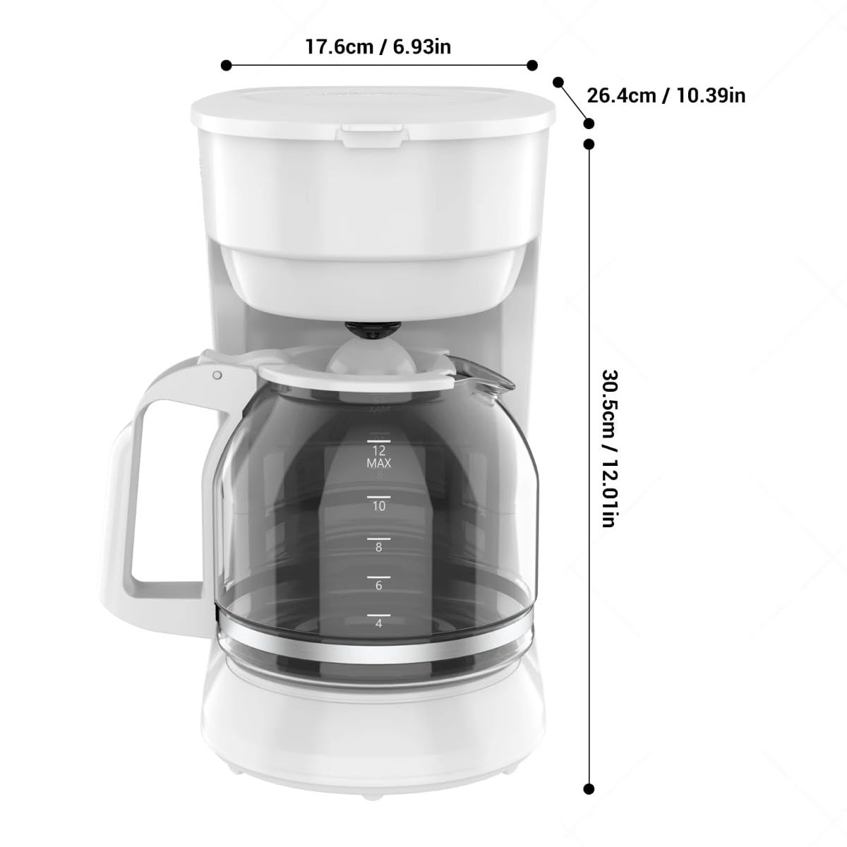 12-Cup Coffee Maker with Non-Drip Carafe, Keep Hot Plate, Black D1014