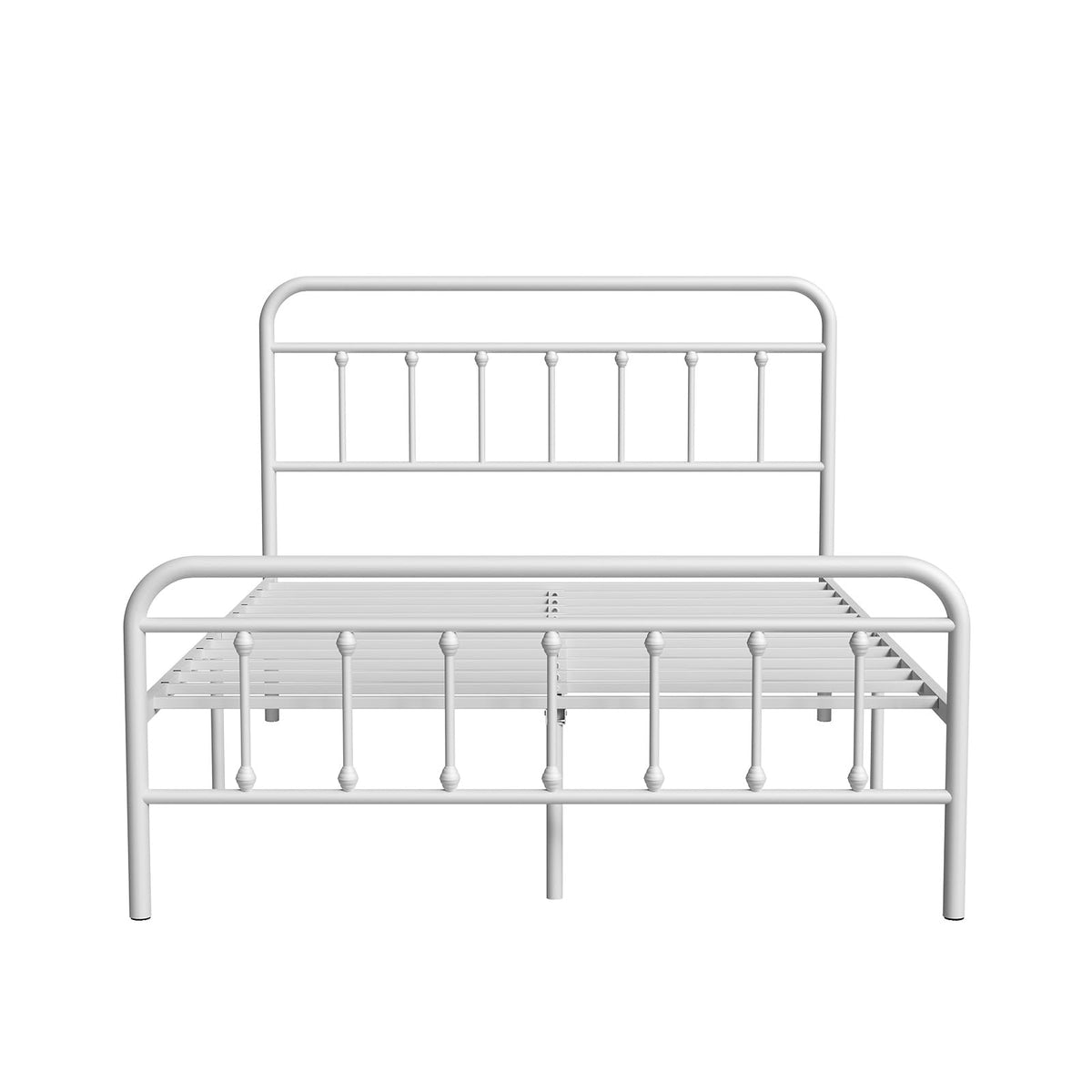 White Metal Full Size Bed Frame with Headboard and Footboard U289