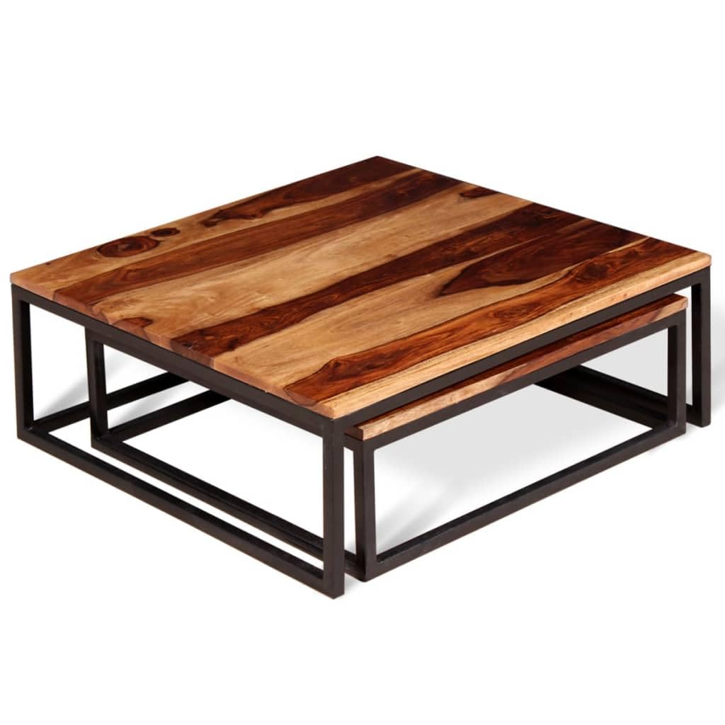 Solid Sheesham Wood Nesting Coffee Table Set J447