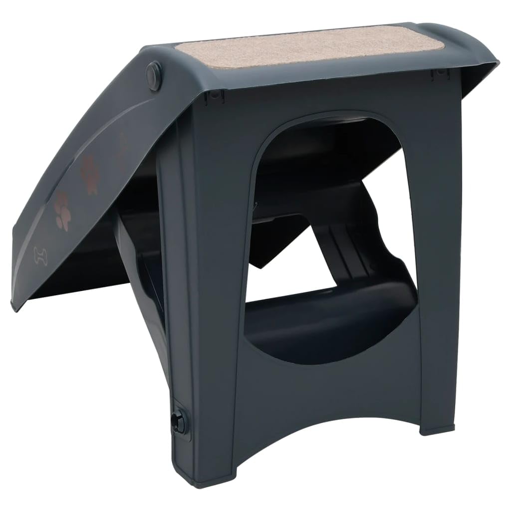 Folding 4-Step Dog Stairs Dark Gray H5523