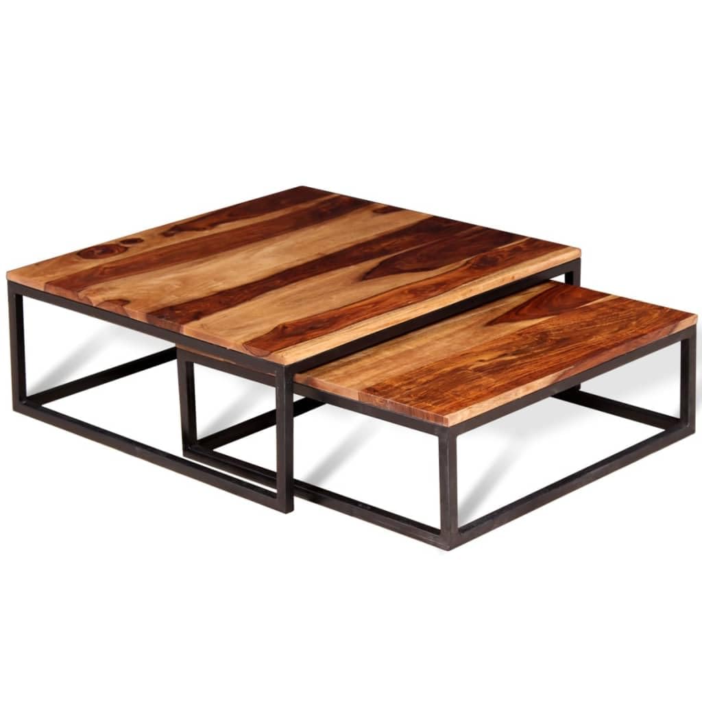 Solid Sheesham Wood Nesting Coffee Table Set J447