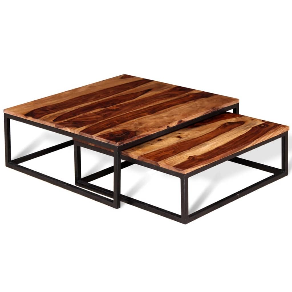 Solid Sheesham Wood Nesting Coffee Table Set J447