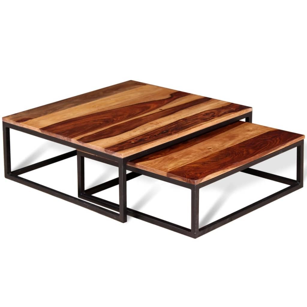 Solid Sheesham Wood Nesting Coffee Table Set J447
