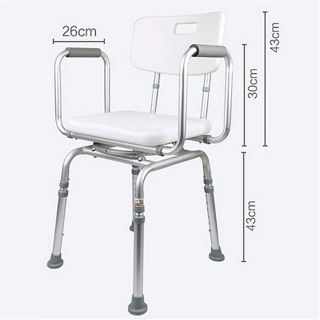 Padded Seat Transfer Bench, Shower Chair with Arms and Back, Adjustable Height Anti Skid Bath Seat I373
