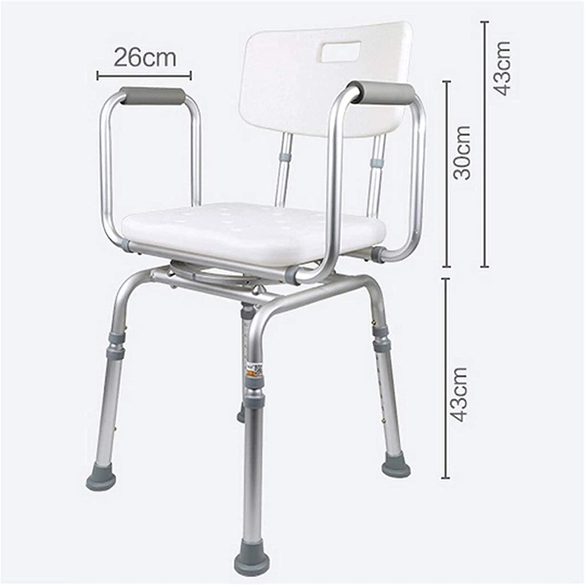 Padded Seat Transfer Bench, Shower Chair with Arms and Back, Adjustable Height Anti Skid Bath Seat I373