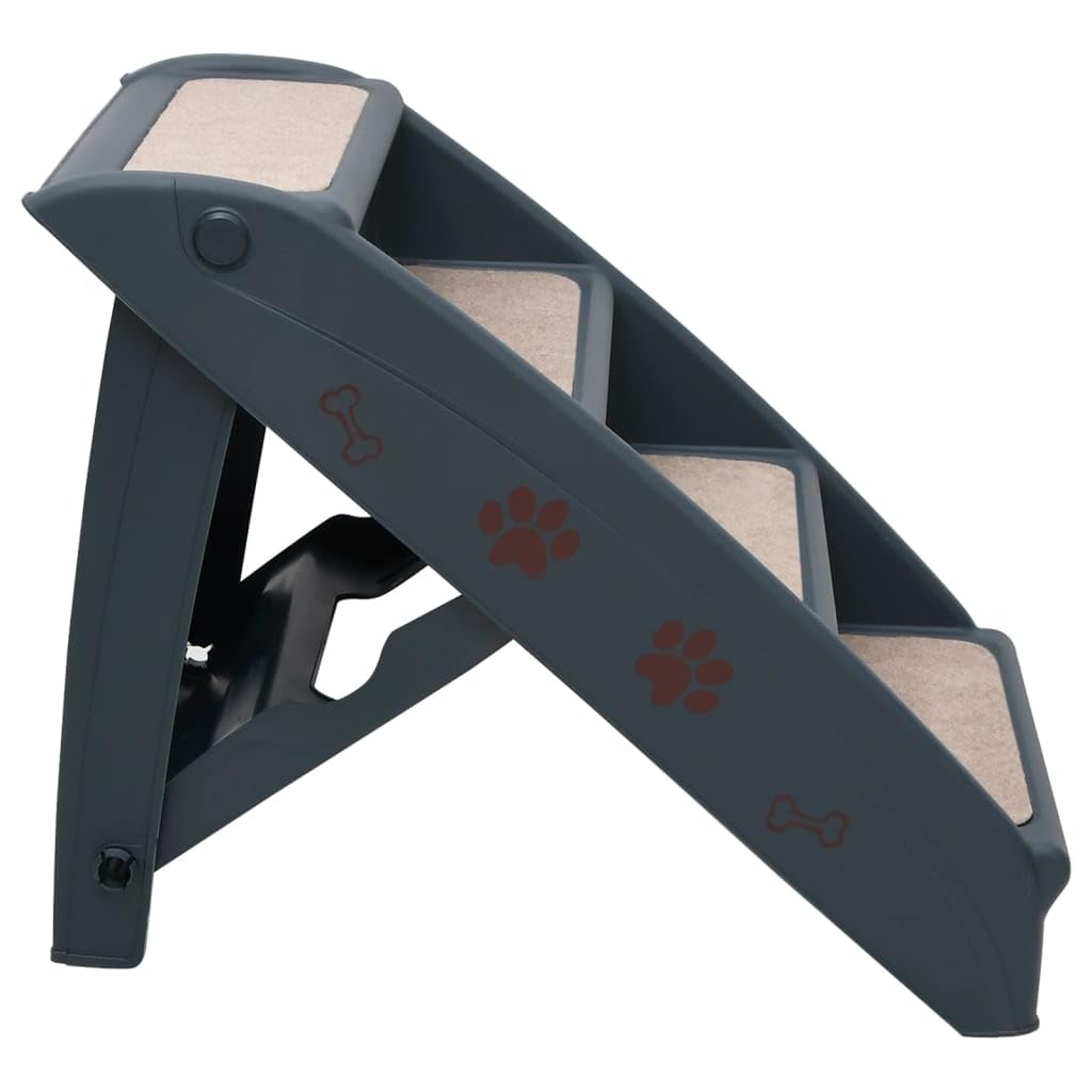 Folding 4-Step Dog Stairs Dark Gray H5523