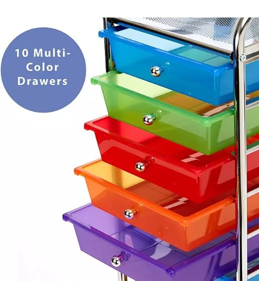 10 Drawer Rolling Storage Cart with Casters C401