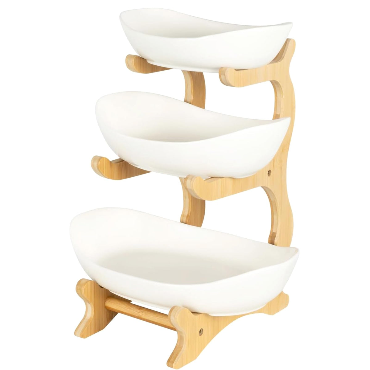 3-Tier Oval Fruit Basket with Bamboo Stand M330799