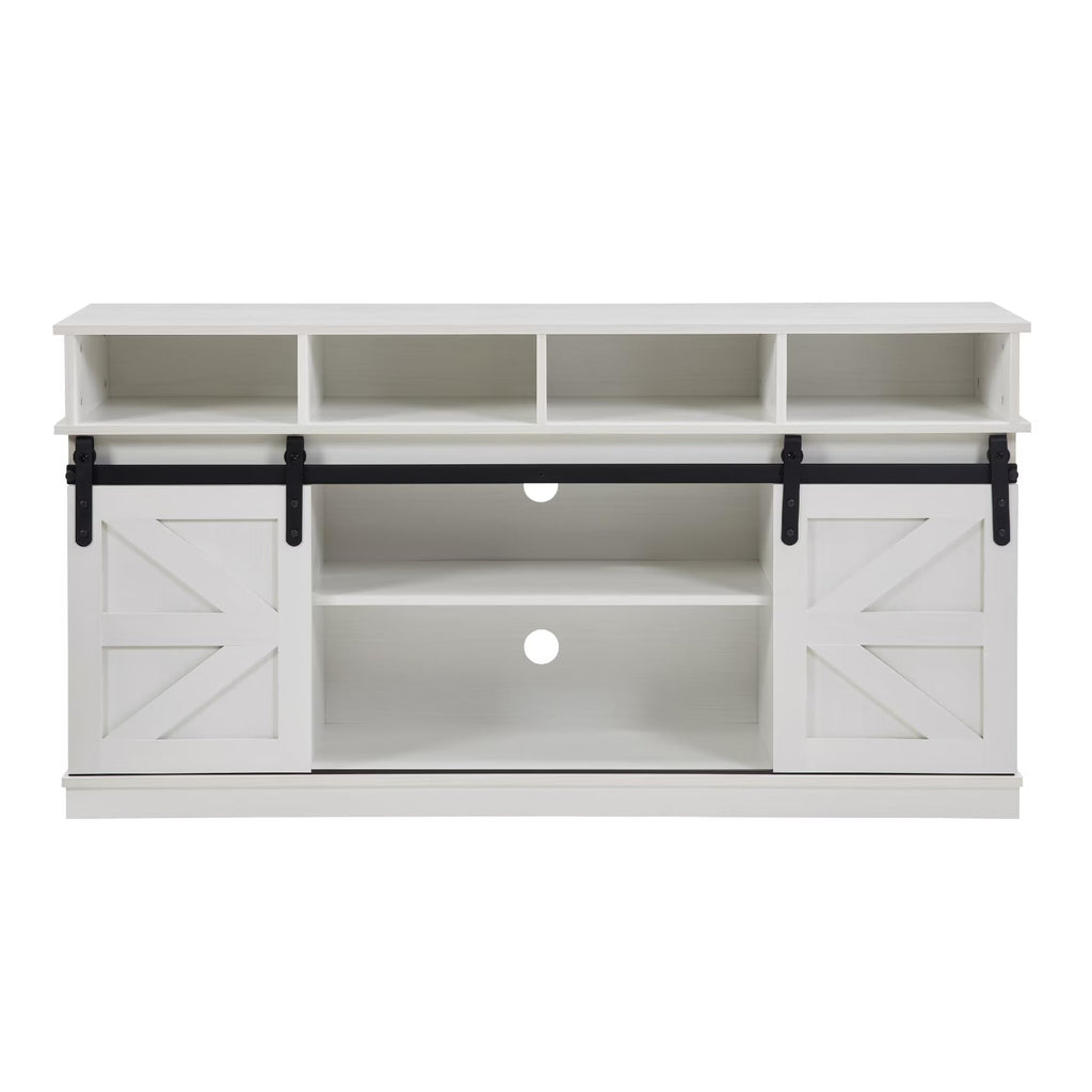 White Wood TV Stand with Adjustable Shelves J918597