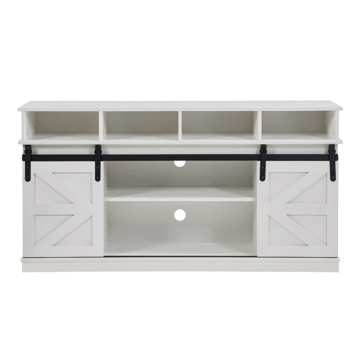 White Wood TV Stand with Adjustable Shelves J918597