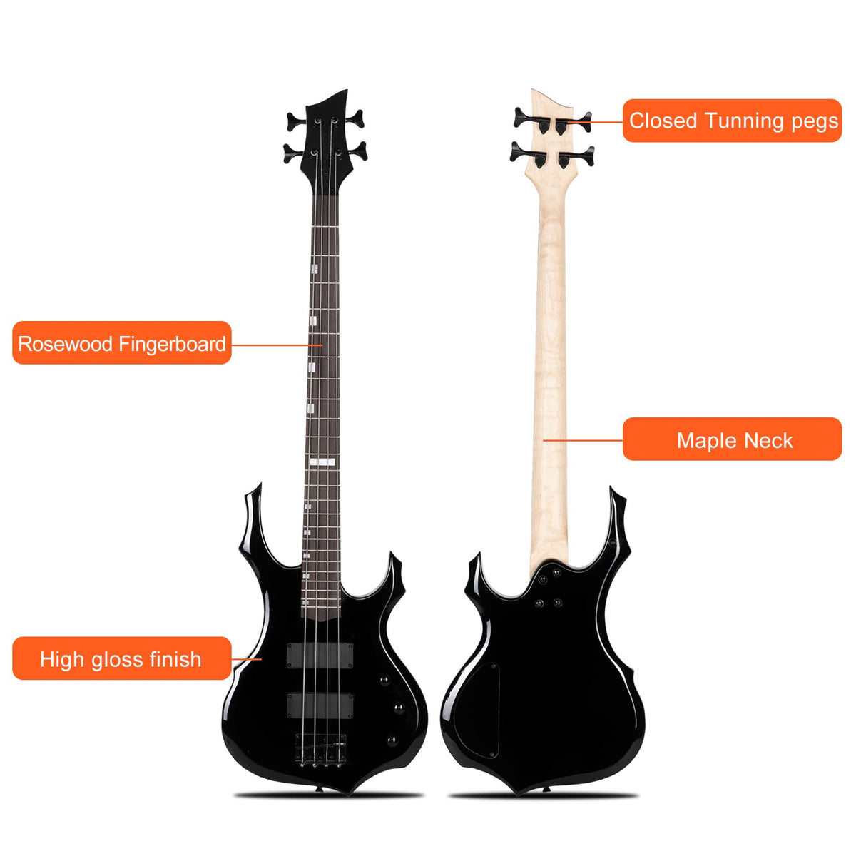 Full Size Flame Design Electric Bass Guitar Kit N116833