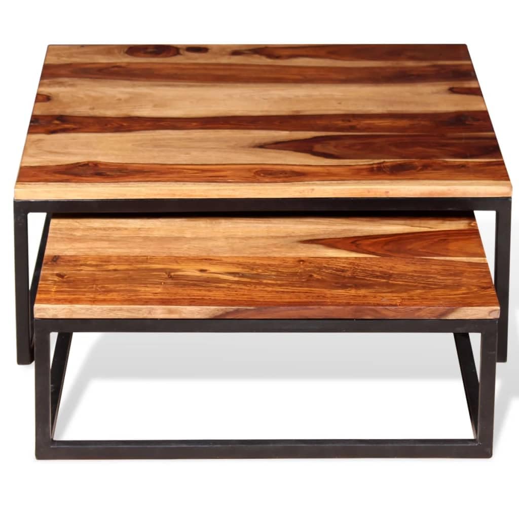 Solid Sheesham Wood Nesting Coffee Table Set J447