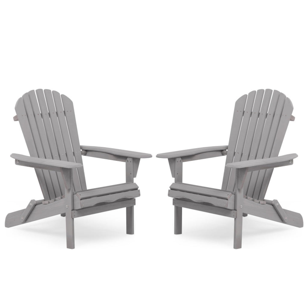 Wood Folding Adirondack Chair Set of 2 Gray U858