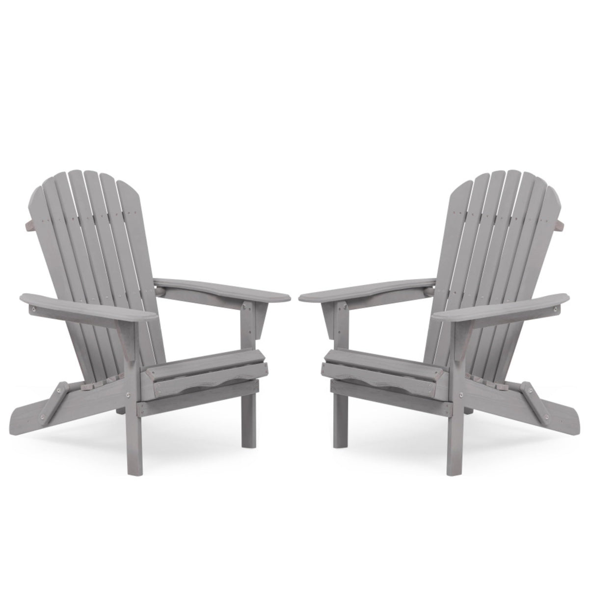 Wood Folding Adirondack Chair Set of 2 Gray U858