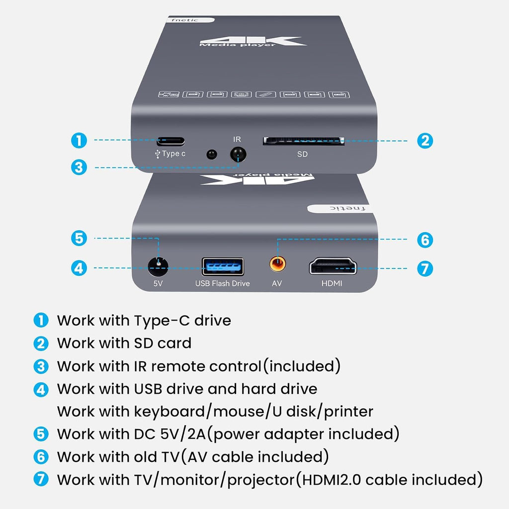 4K 60Hz H.265 Ultra HD Digital Media Player & HDD Enclosure 2 in 1 O979