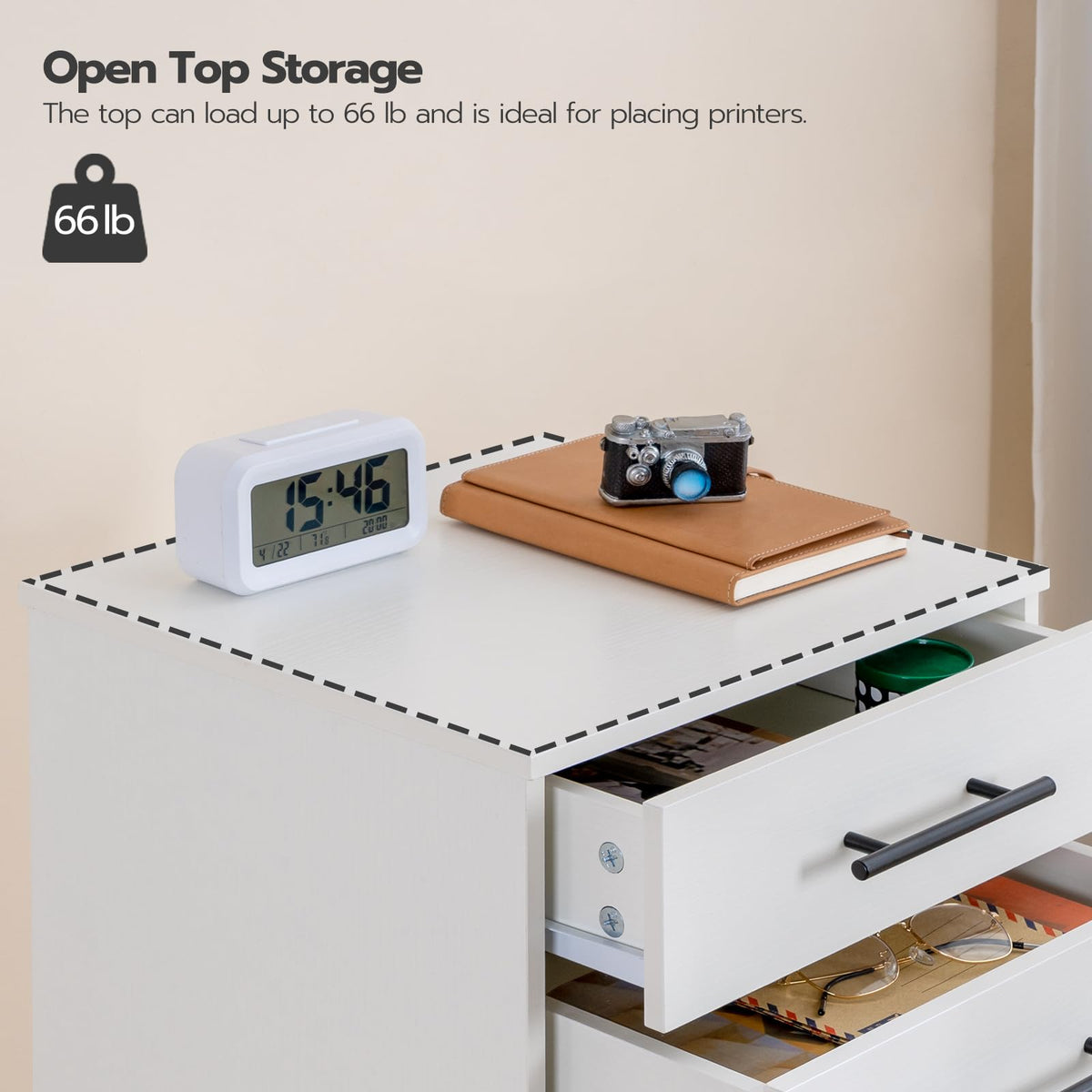 White 7 Drawer Wood File Cabinet Q8848