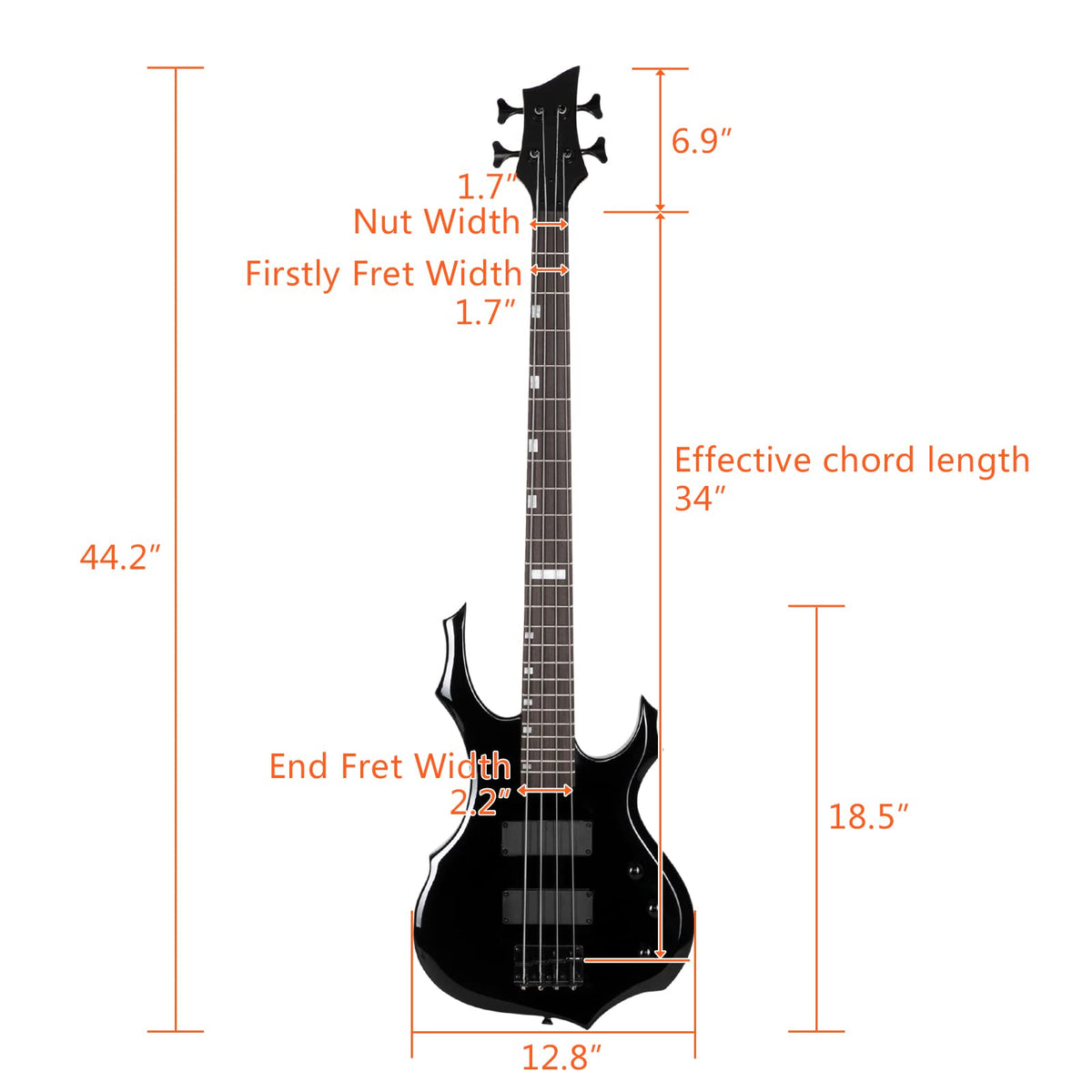 Full Size Flame Design Electric Bass Guitar Kit N116833