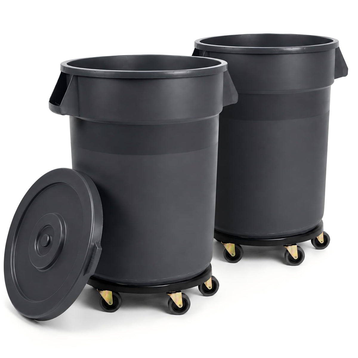 32 Gallon Trash Can with Wheels and Lid, 2 Pack M84669