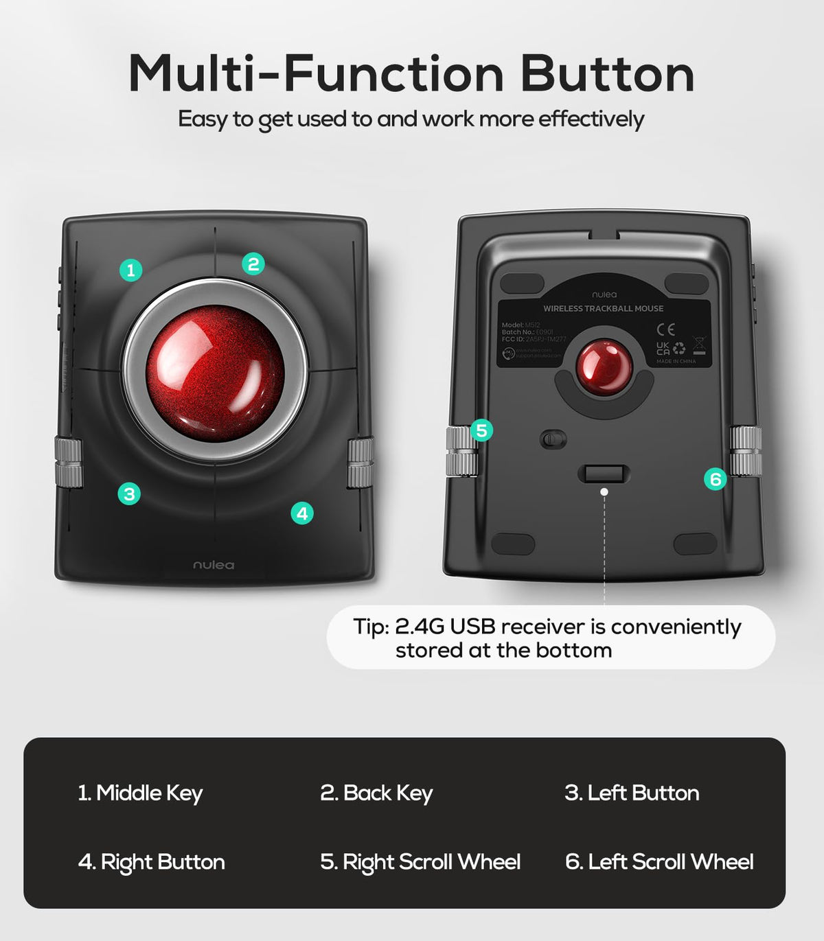 Wireless Ergonomic Trackball Mouse W1475