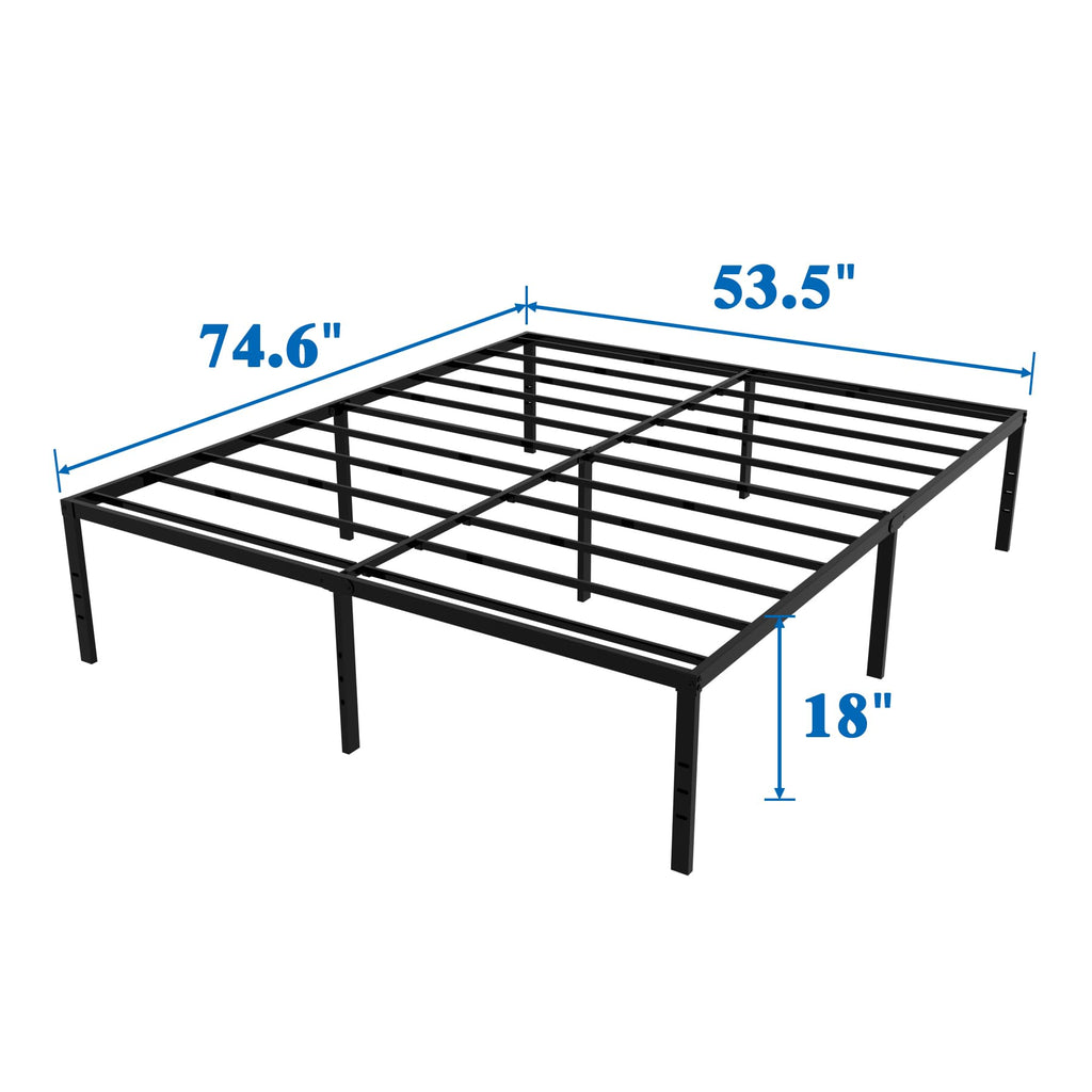 Black 18 Inch Metal Platform Full Bed Frame Z2786