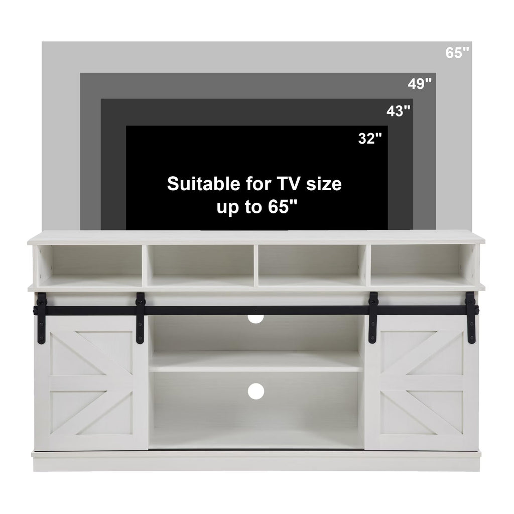 White Wood TV Stand with Adjustable Shelves J918597