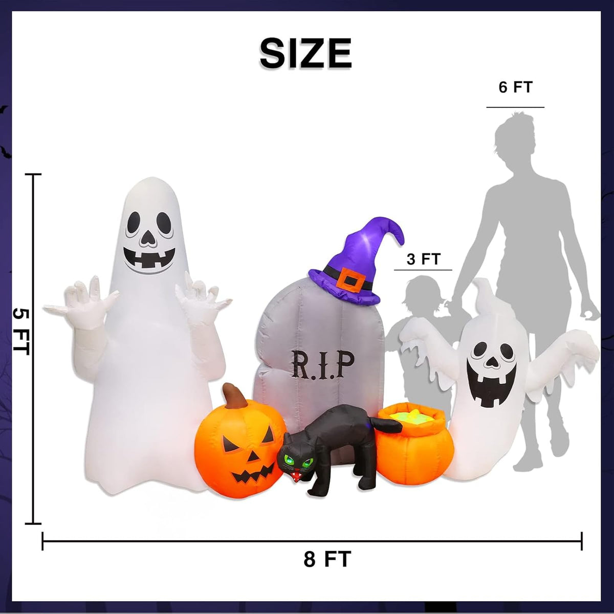 8FT Inflatable Ghost Cat Pumpkin A201
