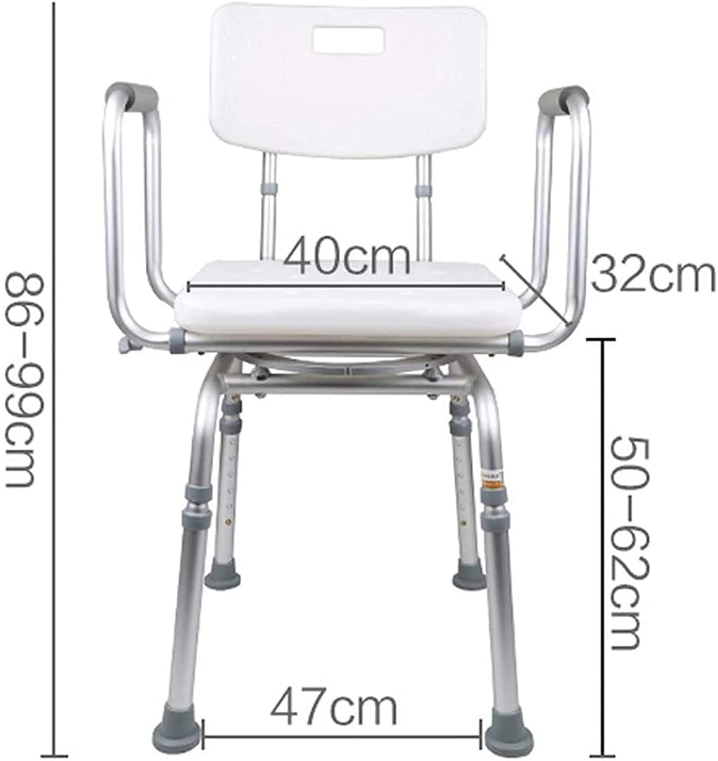 Padded Seat Transfer Bench, Shower Chair with Arms and Back, Adjustable Height Anti Skid Bath Seat I373