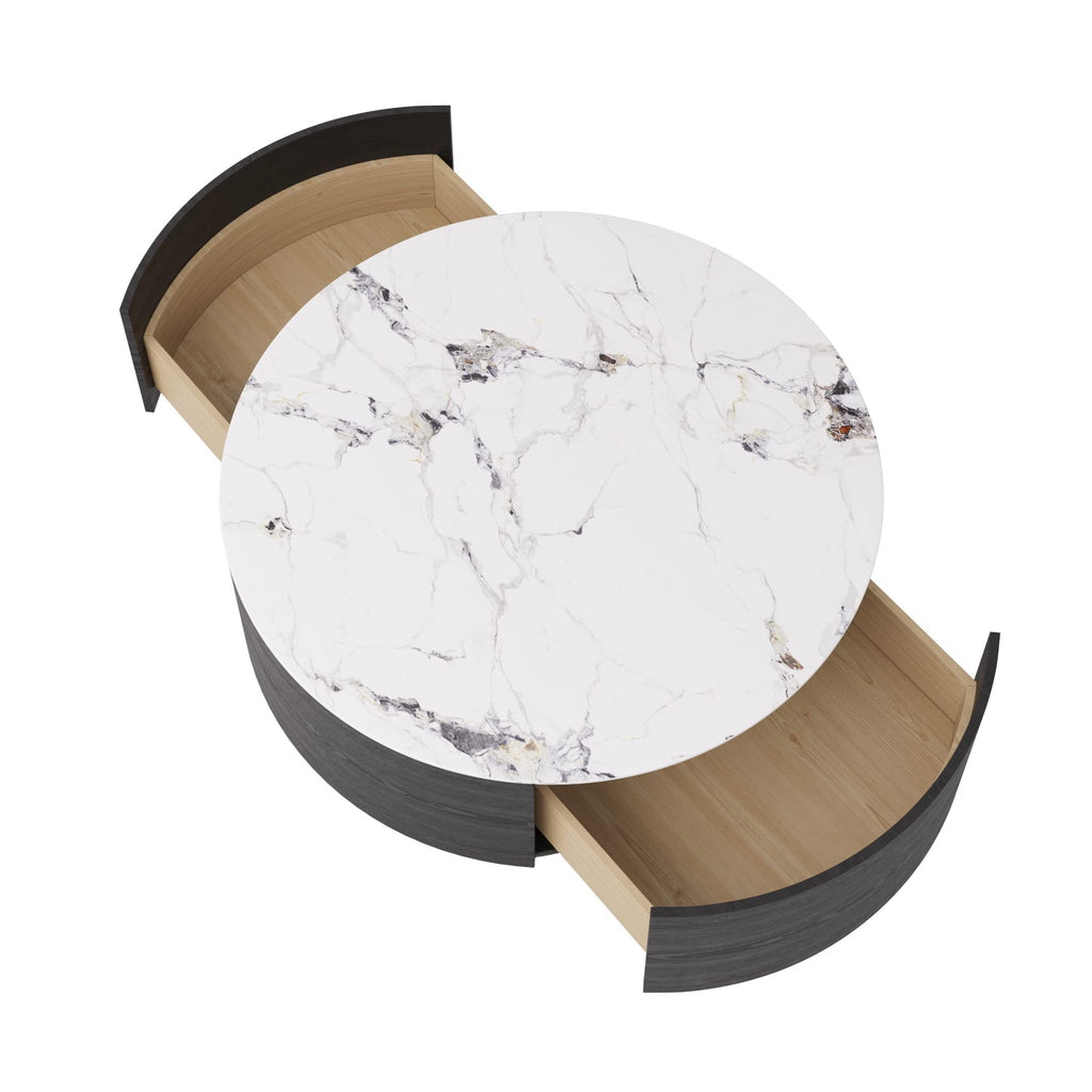 Round Coffee Table with 2 Drawers U647