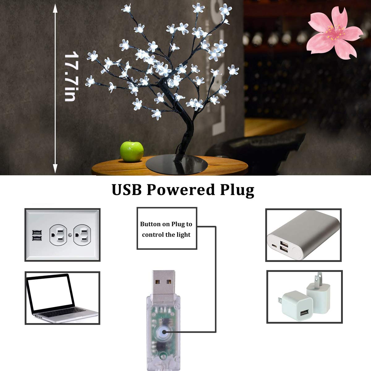 Color-Changing LED Cherry Blossom Tree Light B669628
