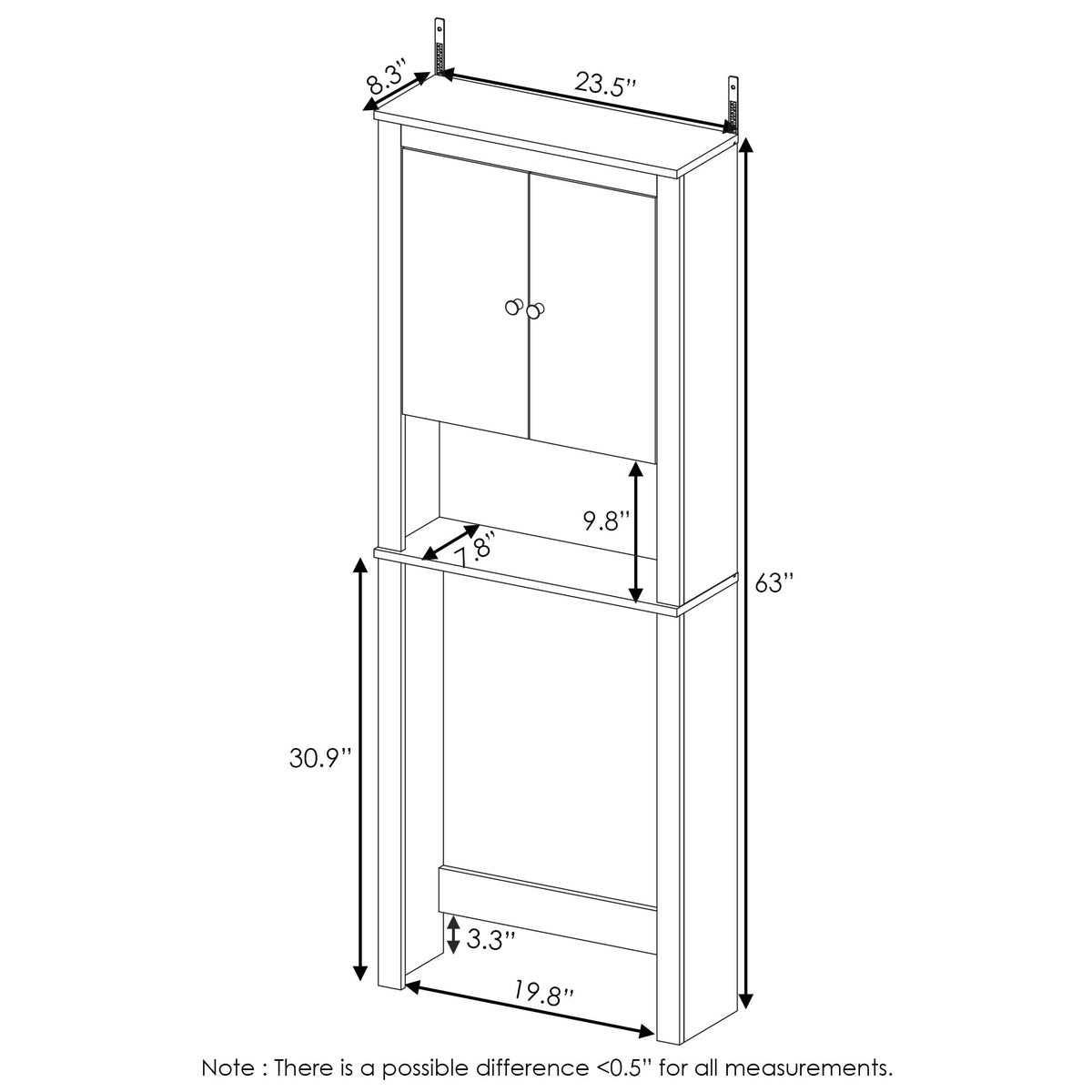 Black Over The Toilet Storage Cabinet R571