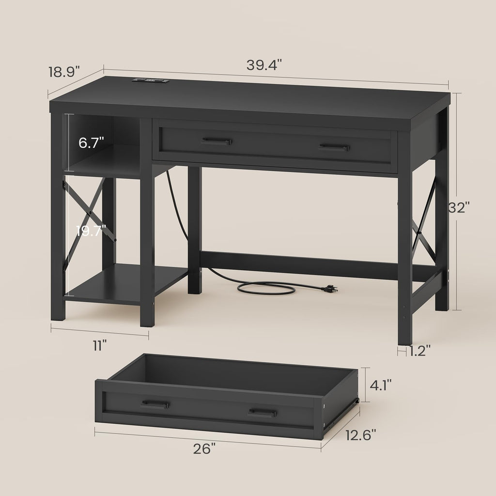 40" Farmhouse Small Desk with Drawers E778