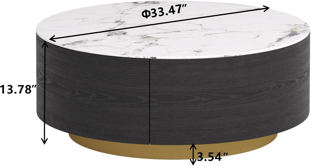 Round Coffee Table with 2 Drawers U647