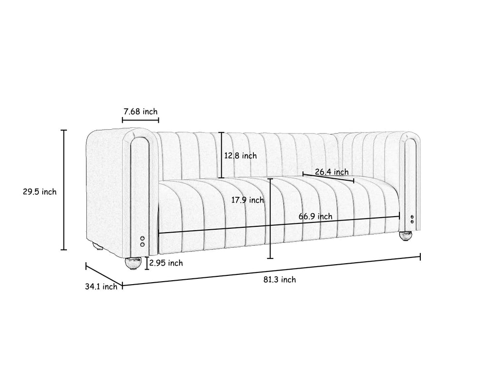 Orange Velvet 80 Inch 3 Seat Sofa B191