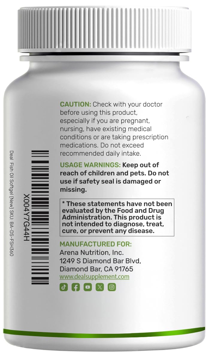 Omega-3 Fish Oil 360 Softgels 1,000mg Lemon Flavor T3042
