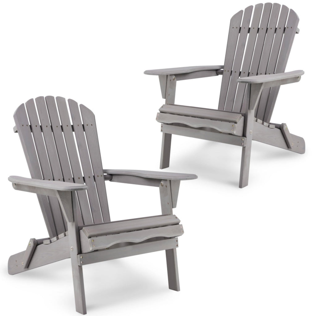 Wood Folding Adirondack Chair Set of 2 Gray U858