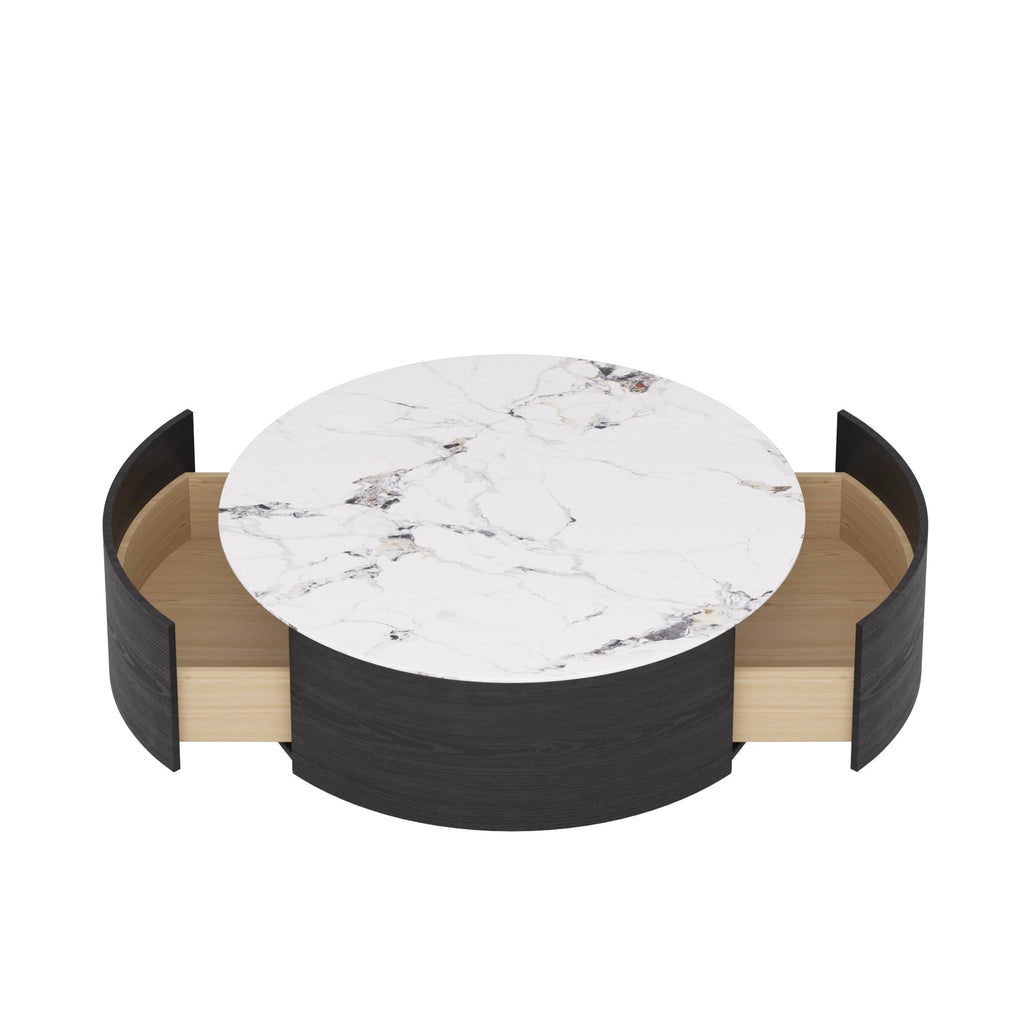 Round Coffee Table with 2 Drawers U647
