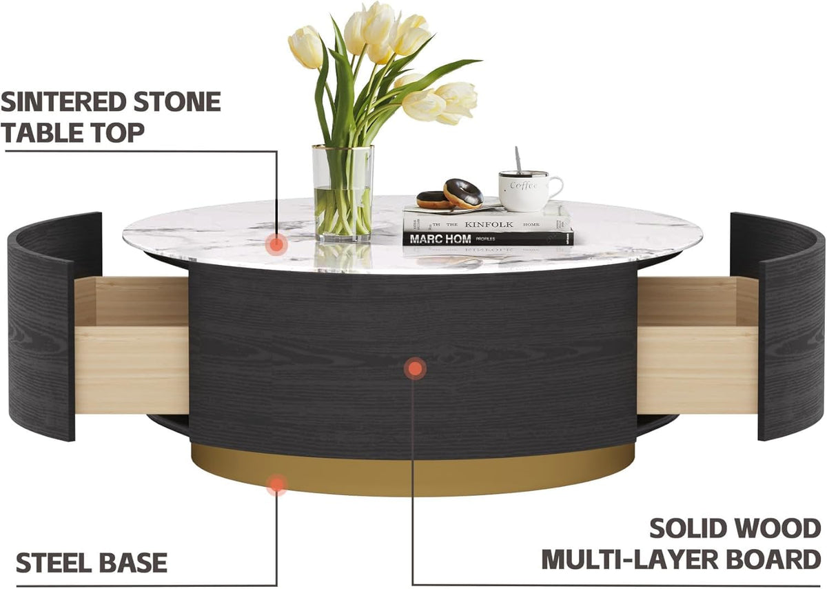 Round Coffee Table with 2 Drawers U647