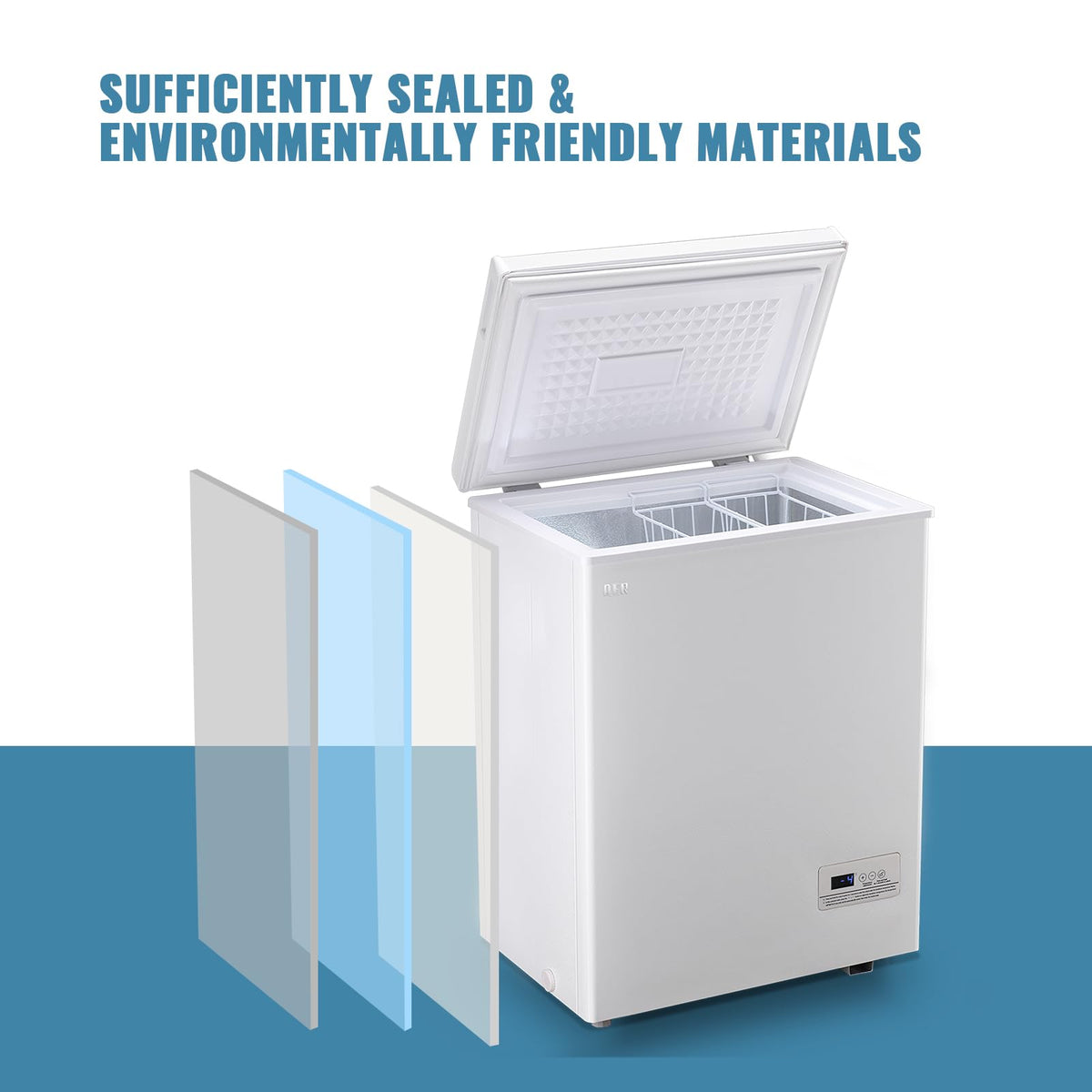 White Compact Chest Freezer with 2 Removable Baskets J67964