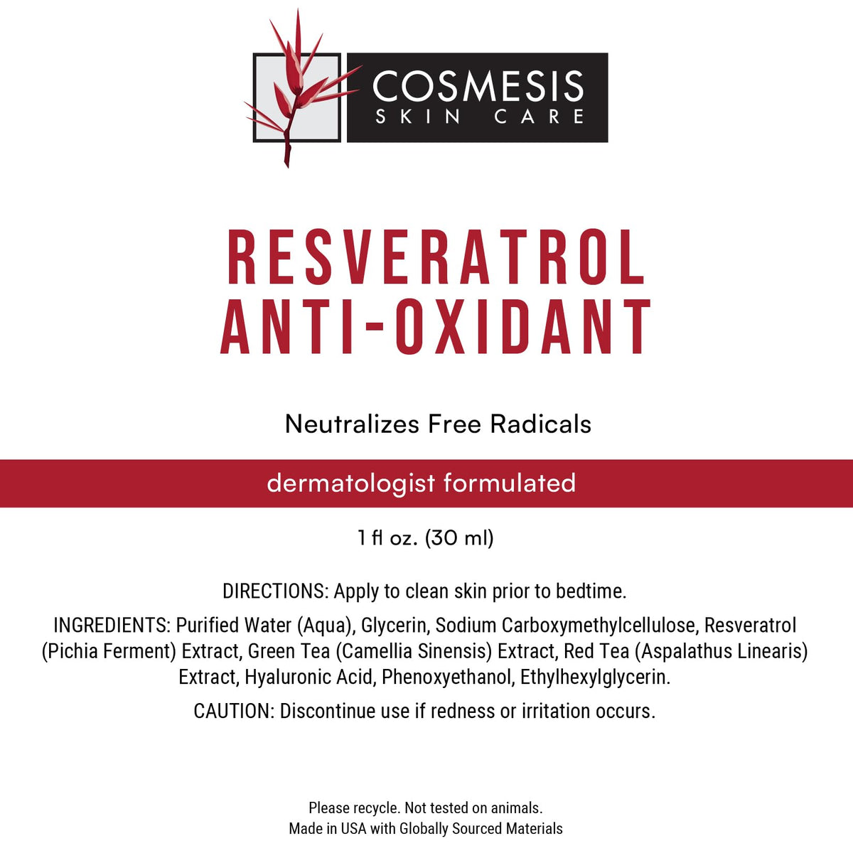 Resveratrol Antioxidant Serum with Tea Polyphenols, 1 fl oz S692