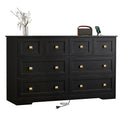 Black 8 Drawer Wood Dresser with Metal Handle X799