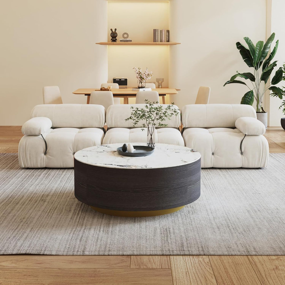 Round Coffee Table with 2 Drawers U647