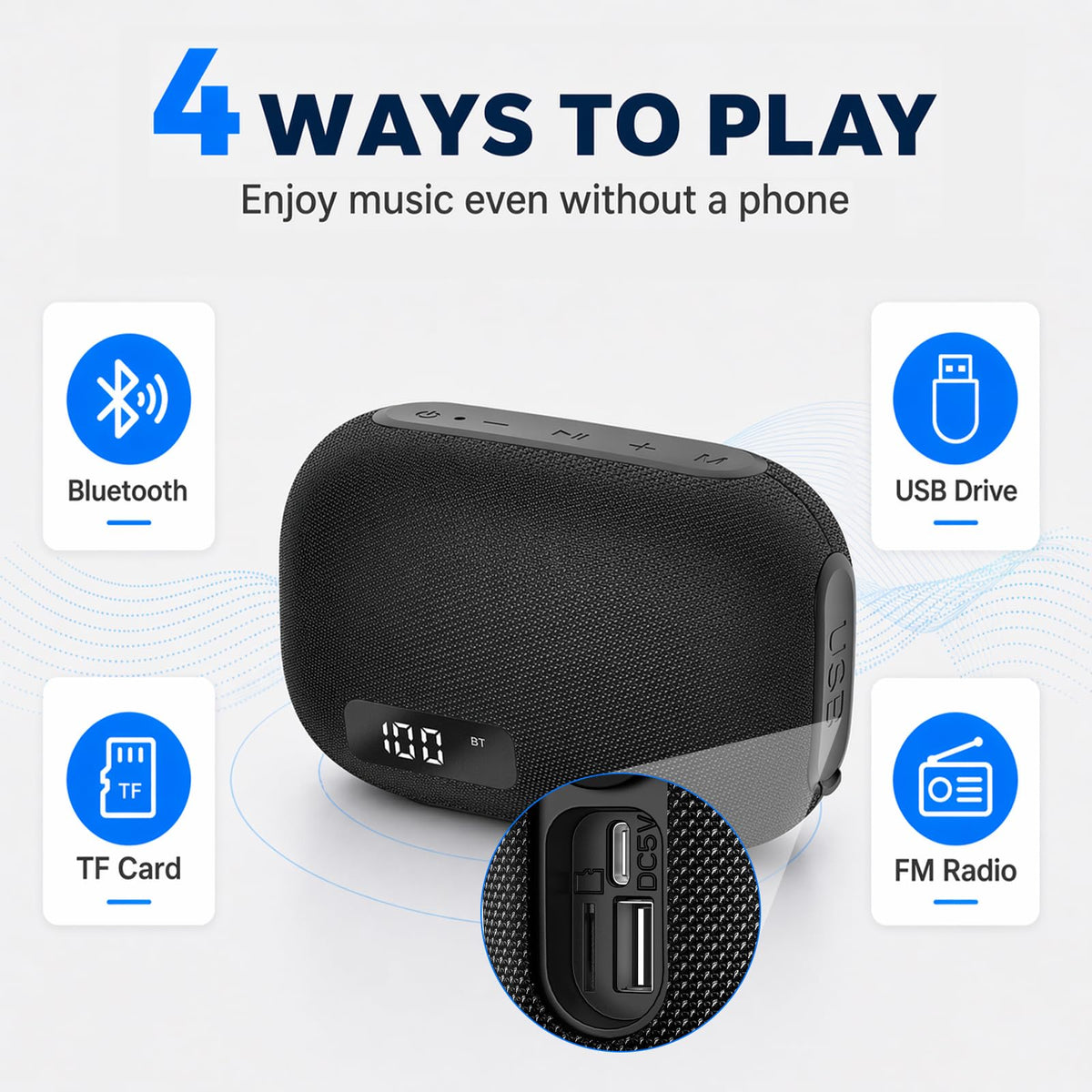 Portable IP67 Waterproof Bluetooth Speaker with Digital Battery Display P3018
