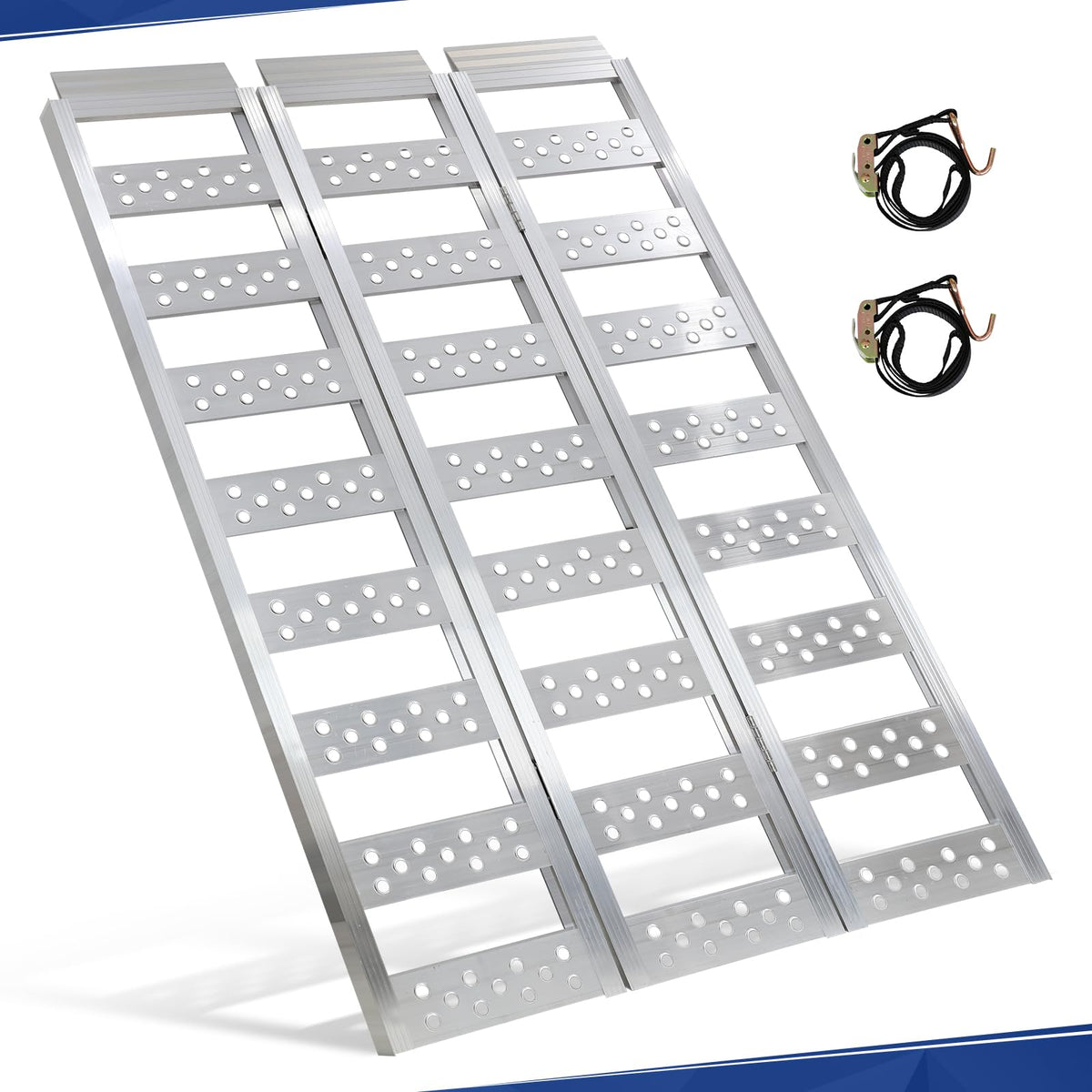 Full Width Aluminum Tri-Fold Loading Ramps with Treads L5652