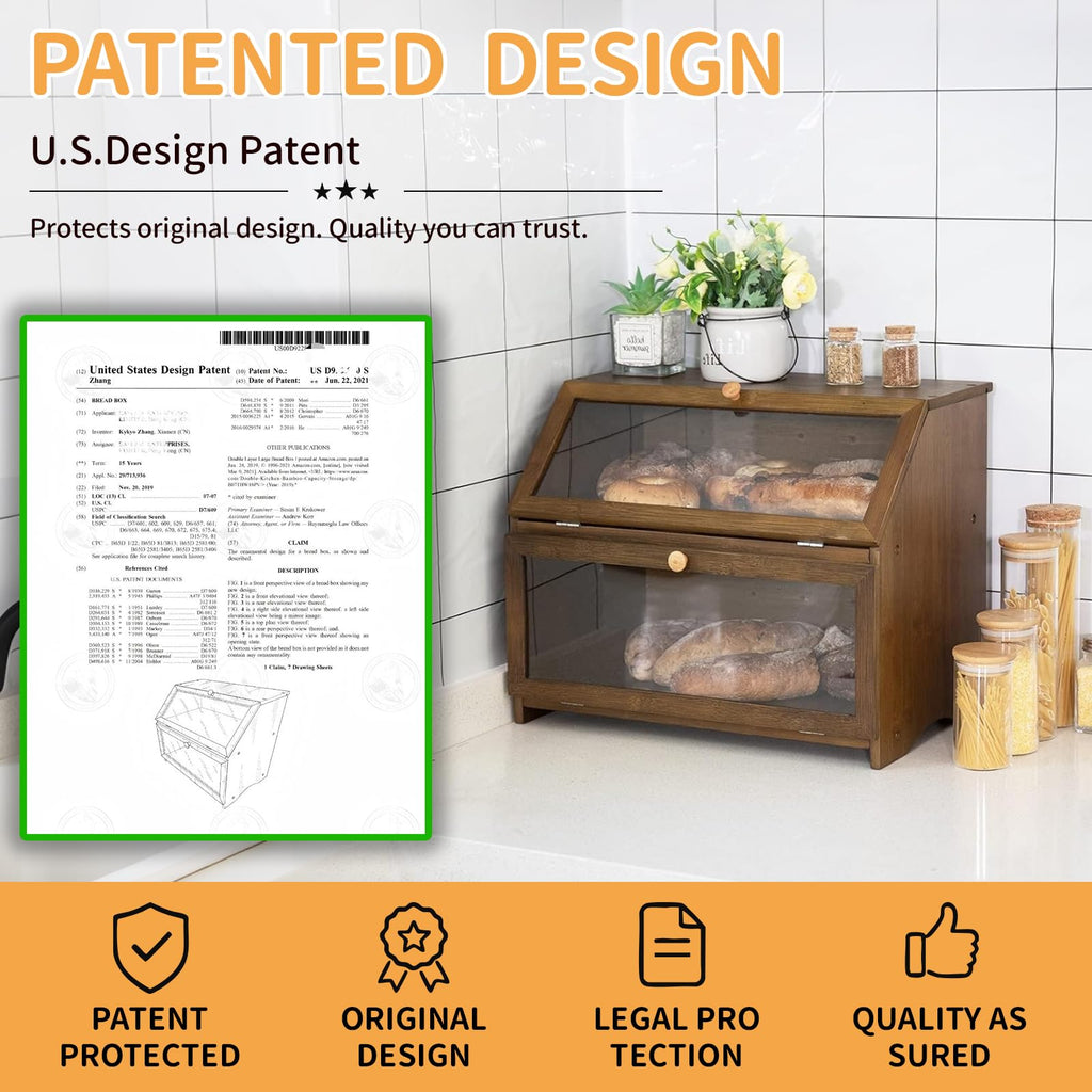 Double Layer Wooden Bread Box R604159