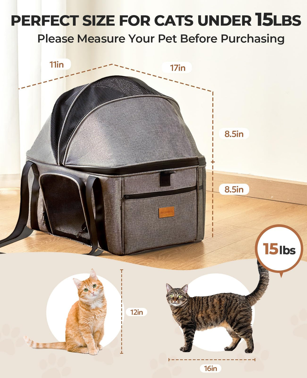 Top-Expandable Cat Carrier with Semi-Open Canopy M5510