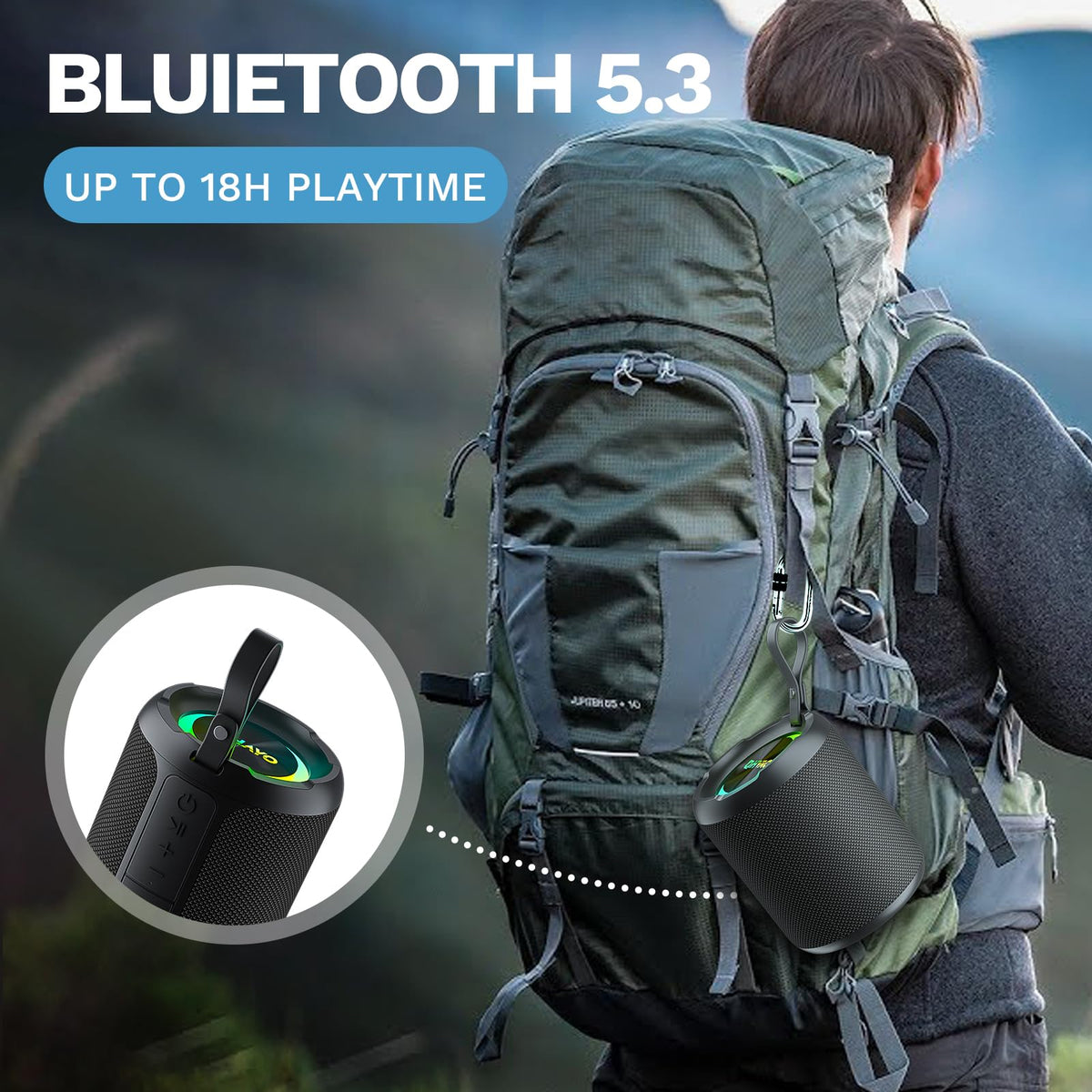 40W Wireless Portable Bluetooth Speaker with Lights, IPX7 Waterproof M5306